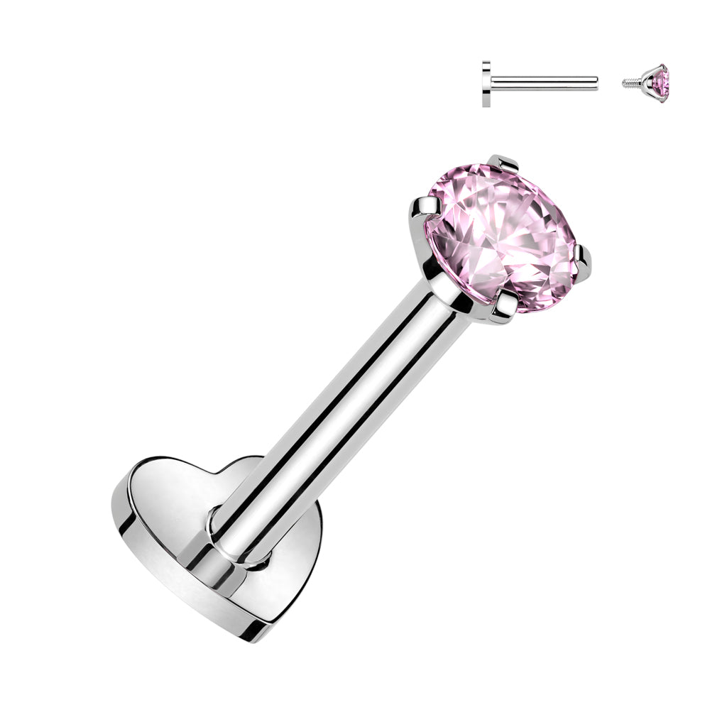 Implant Grade Titanium Internally Threaded Heart Base Labret With Prong